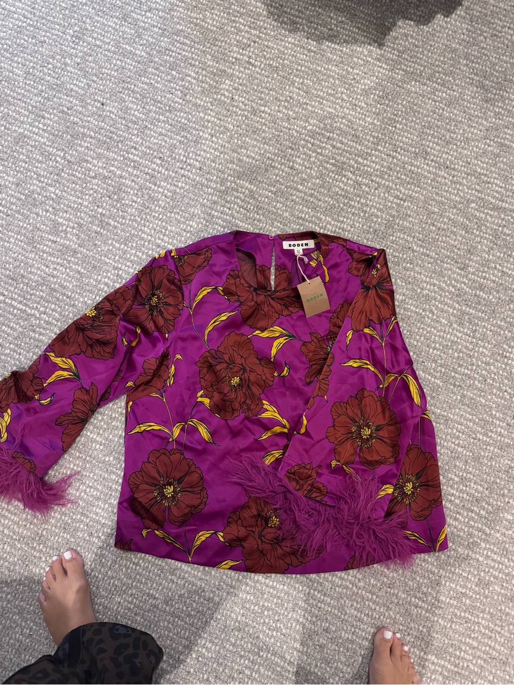 Boden NWT feather top and pants set.